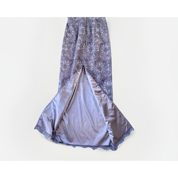 JS Collections Purple Lace Floor Length Formal Dress Size 2 NWT Short Sleeve - Picture 7 of 8